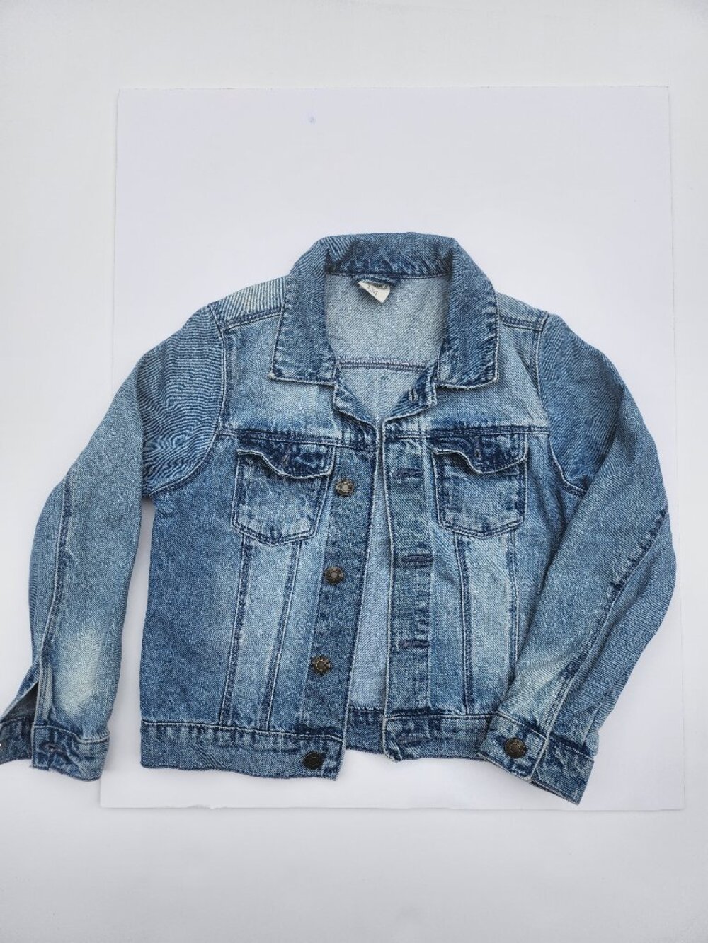 Girls Light Wash Denim Jacket Size 134 Button Front
